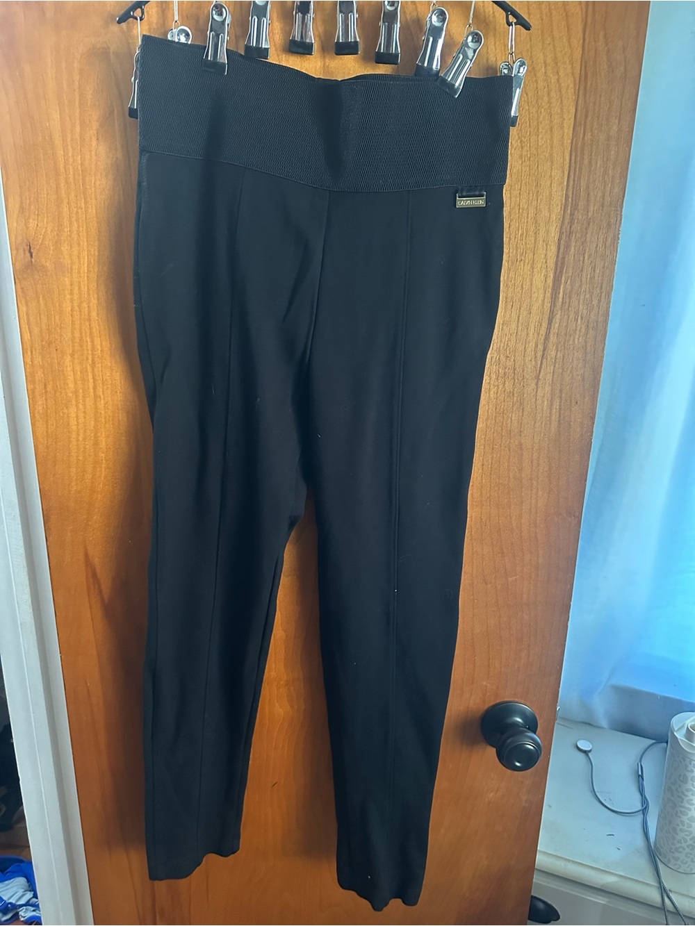 Calvin Klein Black High-Waist Ponte Ankle Pants
